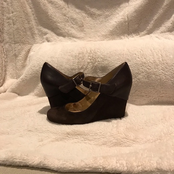 COVER PHOTO COPY - Chocolate brown leather and suede heels - Picture 6 of 7